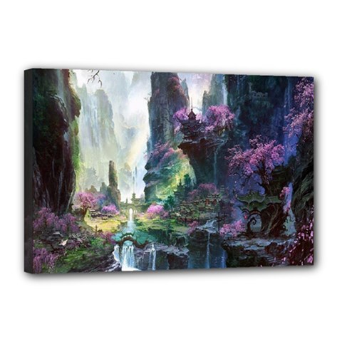 Fantastic World Fantasy Painting Canvas 18  X 12  by Sapixe