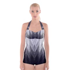 Feather Graphic Design Background Boyleg Halter Swimsuit  by Sapixe