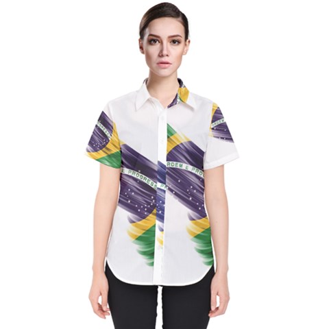 Flag Of Brazil Women s Short Sleeve Shirt by Sapixe