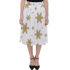 Gold Snow Flakes Snow Flake Pattern Folding Skater Skirt by Sapixe