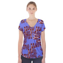 Ikat Sticks Short Sleeve Front Detail Top by Sapixe