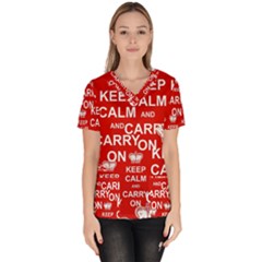 Keep Calm And Carry On Scrub Top by Sapixe
