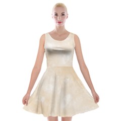Pattern Background Beige Cream Velvet Skater Dresses by Sapixe