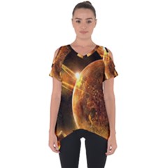 Sci Fi Planet Cut Out Side Drop Tee by Sapixe
