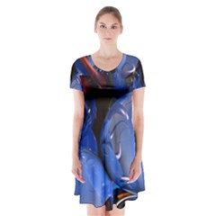 Spheres With Horns 3d Short Sleeve V-neck Flare Dress by Sapixe