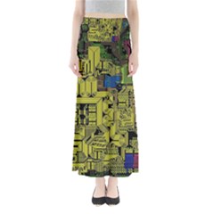 Technology Circuit Board Full Length Maxi Skirt by Sapixe