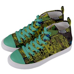 Technology Circuit Board Women s Mid-top Canvas Sneakers by Sapixe