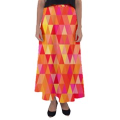 Triangle Tile Mosaic Pattern Flared Maxi Skirt by Sapixe