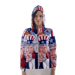 United States Of America Celebration Of Independence Day Uncle Sam Hooded Wind Breaker (women) by Sapixe