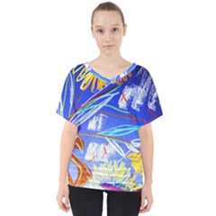 Dscf1385 - Sunflowers In Ceramic Jur V-neck Dolman Drape Top by bestdesignintheworld
