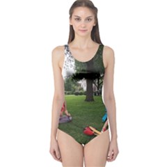 19688418 10155446220129417 1027902896 O - Walking With Daughter And Dog One Piece Swimsuit by bestdesignintheworld