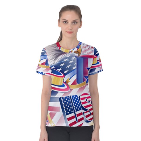 United States Of America Usa  Images Independence Day Women s Cotton Tee by Sapixe