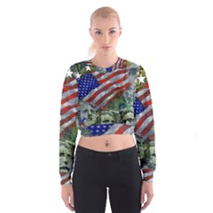 Usa United States Of America Images Independence Day Cropped Sweatshirt by Sapixe