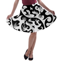 Ying Yang Tattoo A-line Skater Skirt by Sapixe