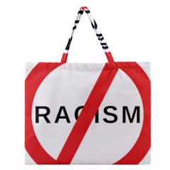 No Racism Zipper Large Tote Bag by demongstore