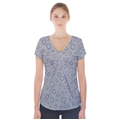 Water Glass Pattern Drops Wet Short Sleeve Front Detail Top by Sapixe