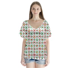 Christmas Decorations Background V-neck Flutter Sleeve Top by Sapixe