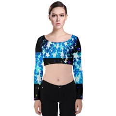 Star Abstract Background Pattern Velvet Crop Top by Sapixe