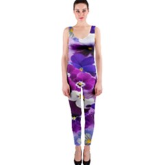 Graphic Background Pansy Easter One Piece Catsuit by Sapixe