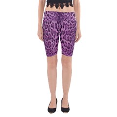 Pink Leopard Print Yoga Cropped Leggings by CasaDiModa