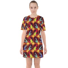 Feathers Sixties Short Sleeve Mini Dress by ArtworkByPatrick