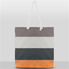 Orange Sand Charcoal Stripes Pattern Striped Elegant Full Print Rope Handle Tote (large) by yoursparklingshop