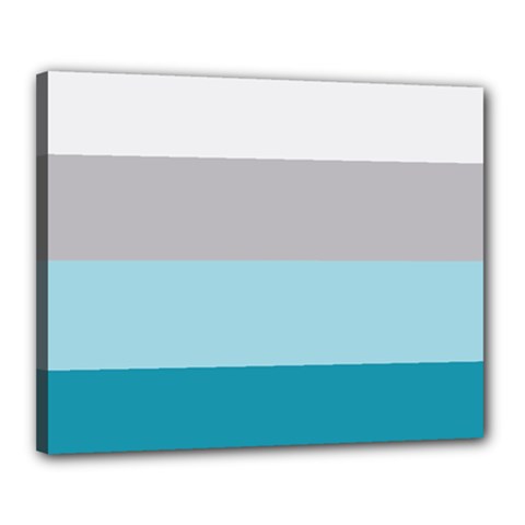 Blue Gray Striped Pattern Horizontal Stripes Canvas 20  X 16  by yoursparklingshop