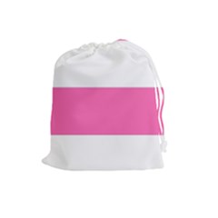 Horizontal Pink White Stripe Pattern Striped Drawstring Pouches (large)  by yoursparklingshop