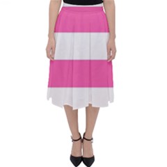Horizontal Pink White Stripe Pattern Striped Folding Skater Skirt by yoursparklingshop