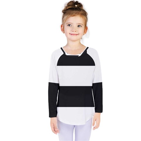 Black And White Striped Pattern Stripes Horizontal Kids  Long Sleeve Tee by yoursparklingshop