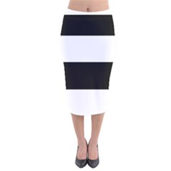 Black And White Striped Pattern Stripes Horizontal Velvet Midi Pencil Skirt by yoursparklingshop