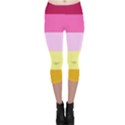 Red Orange Yellow Pink Sunny Color Combo Striped Pattern Stripes Capri Leggings  View1