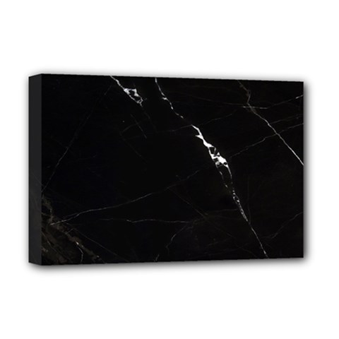 Black Marble Tiles Rock Stone Statues Deluxe Canvas 18  X 12   by Simbadda