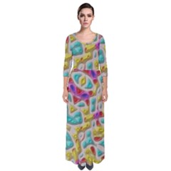 3d Shapes On A Grey Background                                     Quarter Sleeve Maxi Dress by LalyLauraFLM