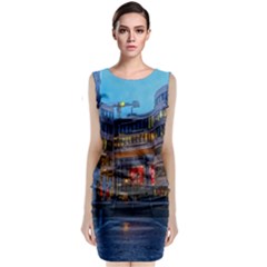 Architecture Modern Building Sleeveless Velvet Midi Dress by Simbadda