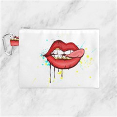Bit Your Tongue Canvas Cosmetic Bag (medium) by StarvingArtisan