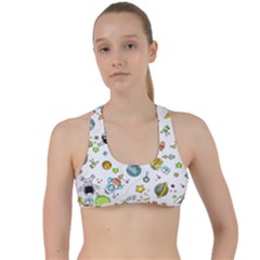 Space Pattern Criss Cross Racerback Sports Bra by Valentinaart