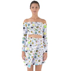 Space Pattern Off Shoulder Top With Skirt Set by Valentinaart