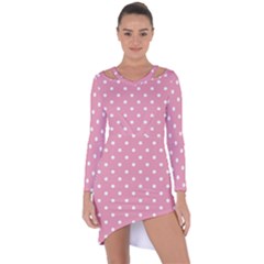 Pink Polka Dot Background Asymmetric Cut-out Shift Dress by Modern2018