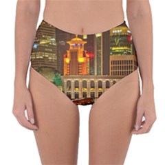 Shanghai Skyline Architecture Reversible High-waist Bikini Bottoms by Simbadda