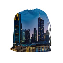 Frankfurt Germany Panorama City Drawstring Pouches (extra Large) by Simbadda