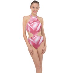 Rose Halter Side Cut Swimsuit by swaliyajiclothing