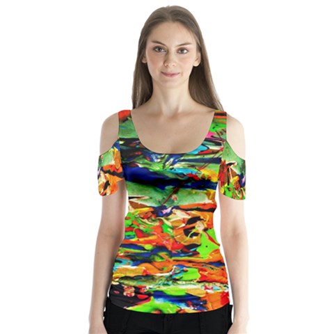 Width Butterfly Sleeve Cutout Tee  by bestdesignintheworld