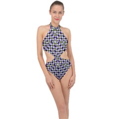 Hypnotic Geometric Pattern Halter Side Cut Swimsuit by dflcprints