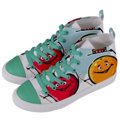 Dancing Fruit Apple Organic Fruit Women s Mid-top Canvas Sneakers by Simbadda