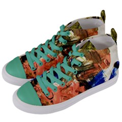 Pagoda And Calligraphy Women s Mid-top Canvas Sneakers by bestdesignintheworld