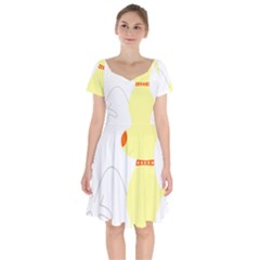 Mutt Dog Animal Domestic Vector Short Sleeve Bardot Dress by Nexatart
