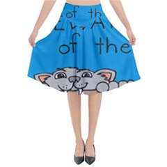 Cat Print Paw Pet Animal Claws Flared Midi Skirt by Nexatart