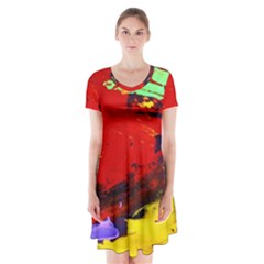 Balboa   Island On A Sand 19 Short Sleeve V-neck Flare Dress by bestdesignintheworld