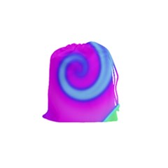 Swirl Pink Turquoise Abstract Drawstring Pouches (small)  by BrightVibesDesign